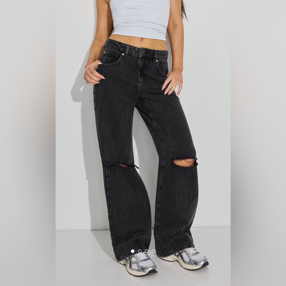Black Distressed Wide Leg Women's Jeans